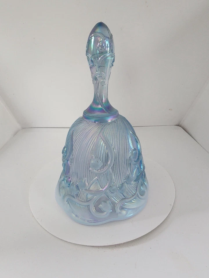Vintage Fenton Light Blue Opalescent Lily of the Val Art Glass Bell 1970-1974 - Image 1 of 1