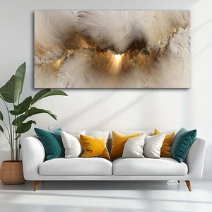 Grey Yellow Cloud Abstract Art Oil Painting Poster And Prints on Canvas Wall Art - Picture 1 of 7
