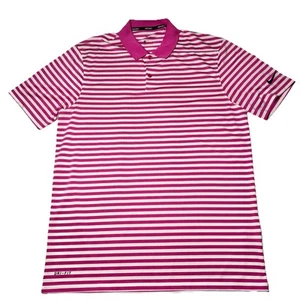 Nike Golf Dri-Fit Polo Uomo M Navy Pervinca Strisce Performance Vestibilità Standard - Foto 1 di 8