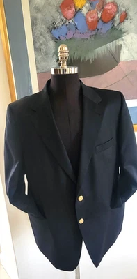 PETROCELLI ЧЕРНЫЙ ТОНКОЙ ШЕРСТИ BLAZER-SPORT КУРТКА 2 ЛАТУННЫЕ BUTNS-44 КОРОТКИЕ-NWOT - Изображение 1 из 4