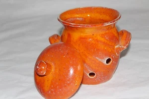 oranger Knoblauchtopf Zwiebeltopf Keramik aus der Töpferei Geschenk - Bild 1 von 5