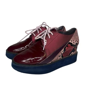 United Nude Spark Derby Burgundy Platform Oxford Womens 37 / US 6.5 Snake Print - Picture 1 of 16