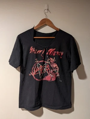 Camiseta Mediana Negra De Colección Años 80 Slayer Band Tour Show No Mercy Foto 1 de 4
