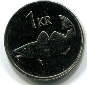1 KRONA 1999 ICELAND UNC Fish Coin #W11292C - Picture 1 of 3