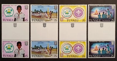 Estampillas de Tuvalu 1982 SG 192-195 Boy Scouts 75 aniversario canaletas pares MNH  Foto 1 de 2