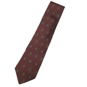 Giorgio Armani Cravatte Silk Necktie Italy Designer Geometric Green Burgandy - Picture 1 of 9