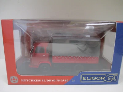 CAMION HOTCHKISS DH60 PLATEAU RIDELLE BACHE Rouge Red Rot par ELIGOR 101534 1/43 - Photo 1/4