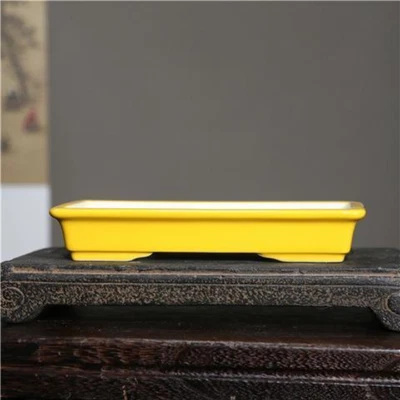 8.2" Purple Sand Pot Ceramic Bonsai Basin Rectangular Small Basin - Image 1 of 4