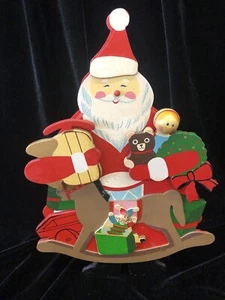 Vintage Dept 56 Wooden Santa Wind Up Music Toy - Picture 1 of 7