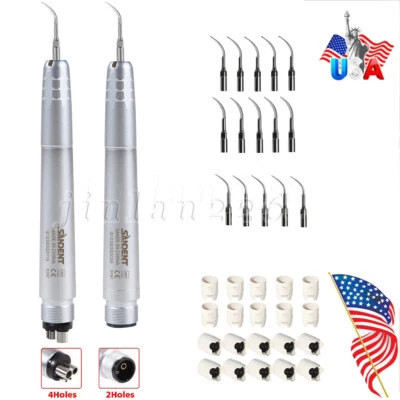 Escalador de aire ultrasónico dental pieza de mano 2 y 4 orificios con 3 puntas y puntas escaladoras y llave inglesa EE. UU. Foto 1 de 4