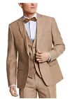 Bar III Men’s Slim-Fit Color Tan Pinstripe  Linen Suit 2 Pieces, 42L Waist 34-34