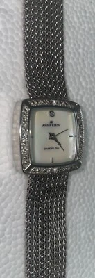 Reloj Anne Klein Y121E para mujer 21 mm tono plata cuadrado esfera diamante 6,25" Foto 1 de 4