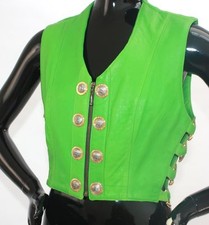 1990s lime green bondage and buckles leather vest