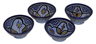 Juego de 4 tazones de salsa marroquí hechos a mano de pizca pequeña para servir especias mantequilla Foto 1 de 4