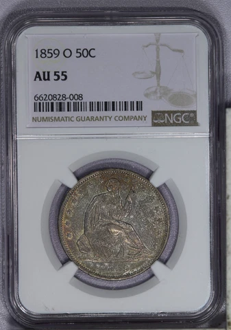 1859-O Liberty Seated Half Dollar 50c NGC AU55 - Sweet original coin! Cover