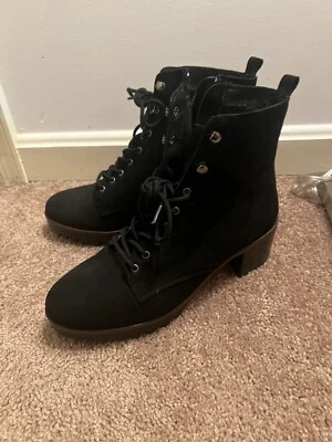 Botas de combate Anne Klein gamuza negra 9 Foto 1 de 4