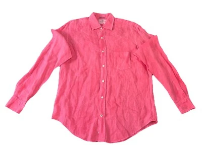 Camisa Hartford Paul Rosa 100% Lino Abotonada Talla Grande Diseñador Mr Porter Foto 1 de 4