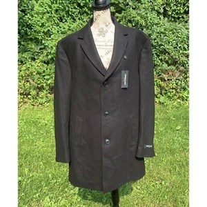 NWT Kenneth Cole New York L44 black Pea coat jacket outerwear with pockets - Picture 1 of 11