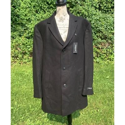 NWT Kenneth Cole New York L44 black Pea coat jacket outerwear with pockets - Image 1 of 4