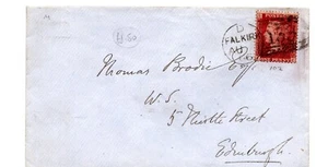 1866 QV 1d Red PL 102 Falkirk Duplex 139 Edinburgh Rear Postal History - Picture 1 of 3