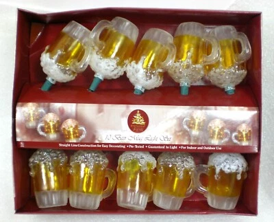 10-Count Beer Glass Mug Shaped String Light Set Enchanted Forest  NEW - Image 1 of 4