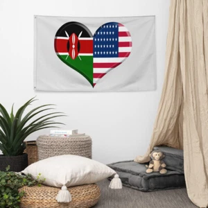 Kenya American Flag Kenyan Pride American Pride Wall Art - Picture 1 of 1