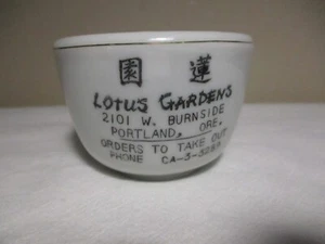 VINTAGE RESTAURANTWARE LOTUS GARDENS PORTLAND ORE. CHINESE ADVERTISING TEA CUP - Picture 1 of 3