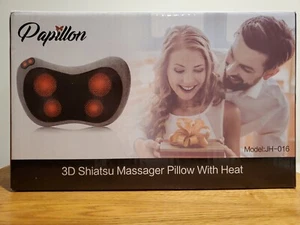 Papillon JH-016 Black Gray 3D Shiatsu Heat Neck Back Massager Pillow S7 - Picture 1 of 3