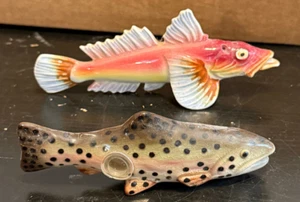 2 Unbranded Ceramic Multi-color Fish Salt & Pepper Shakers Made in Japan - Picture 1 of 6