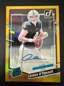 2023 Donruss Rated Rookie Aidan O’Connell Auto Rc  Gold 3/25 - Picture 1 of 2