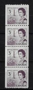 Tira de bobina del centenario QEII de 3 centavos Canadá de 4 #466i MNH - Imagen 1 de 1