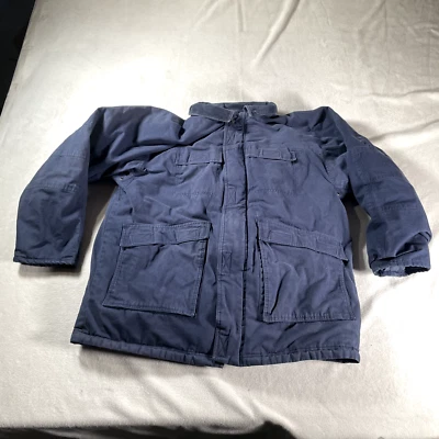Chaqueta Gloria Desteñida De Colección Para Hombres Grande Azul Forrada a Cuadros Lienzo Granero Tareas Abrigo Foto 1 de 4