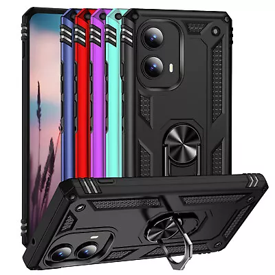 TJS For Motorola Edge 2024 Ring Case Magnetic Support Metal Kickstand Phone Cover