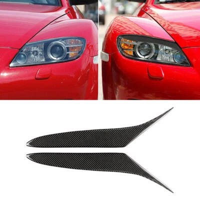 Accesorios de cubierta de cejas de faros de fibra de carbono 2 piezas para Mazda RX-8 2004-2008 Foto 1 de 4