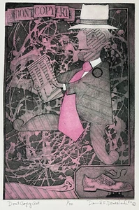 DON'T COPY ART original intaglio print David Driesbach printmaking 1982 etching - Picture 1 of 2