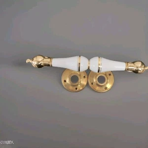 Alderley pull handles polished brass &white finish (alder02) - Picture 1 of 2