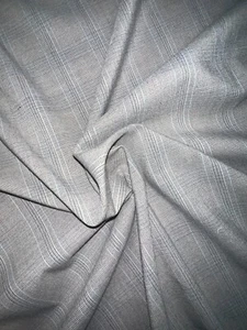 Tessuto Poli Cotone Tessuto Righe Grigio - Misto Morbido Texture - Larghezza 50" - Foto 1 di 4