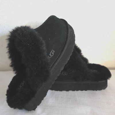 NWOB WOMENS SIZE 6 BLACK UGG DISQUETTE SUEDE SHEEPSKIN SHOES SLIPPERS 1122550 - Image 1 of 4