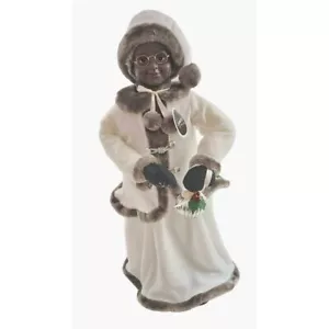 African American Mrs Santa Claus 33" Winter White Christmas Fur Trim - Picture 1 of 5