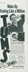 1951 Tums Pajamas Wake Up Feeling Like Million Good Sleep Vintage Print Ad SP16