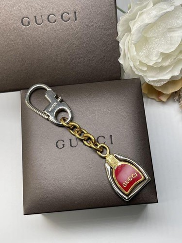 Authentique porte clés GUCCI porte clés anneau or argent rouge accessoires #3966D