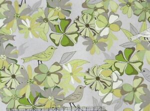 Free Spirit Valori Wells Jenaveve Linen Floral Birds Sage 54" Fabric BHY