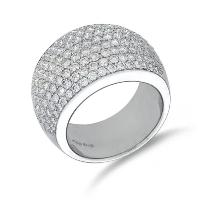 Anillo con cúpula de diamantes de oro blanco de 18 quilates de 2,37 quilates con pavé GR-3378-C Foto 1 de 4