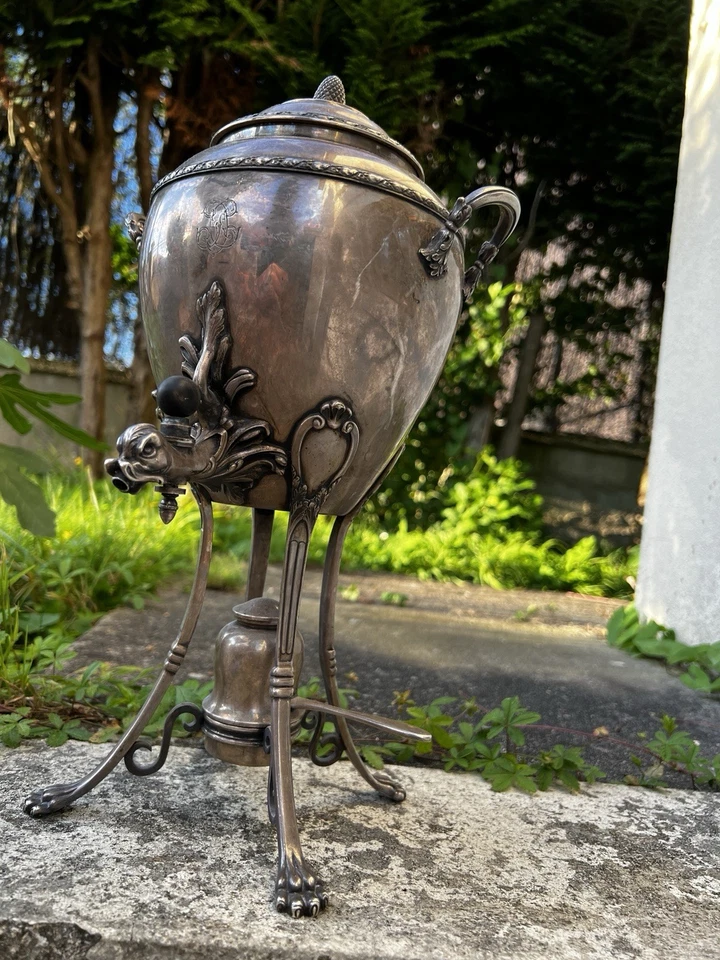 Ancienne urne à thé / samovar sur pied - Photo 1/4