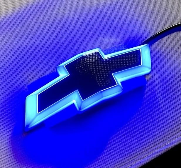2016-24 Chevy Camaro Grille emblem, Chrome and Black, Blue LEDs - Image 1 of 1