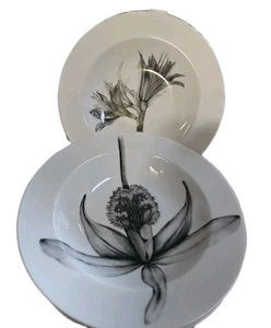 222 FÜNFTE BOTANICA 2 ORCHIDEE & 1 AMARYLLIS FEINPORZELLAN 9" Rand Suppenschüsseln (3) EUC - Bild 1 von 6