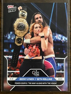 2025 Topps Now WWE #91 Becky Lynch Seth Rollins Clash in Paris - Image 1 of 2