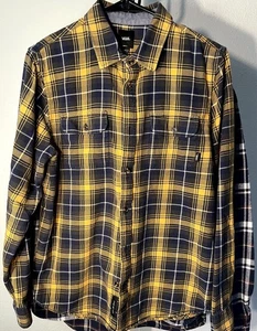 Vans klassische Passform gelb & marineblau 100 % Baumwolle Flanell Langarm Knopfleiste Gr. SM - Bild 1 von 5
