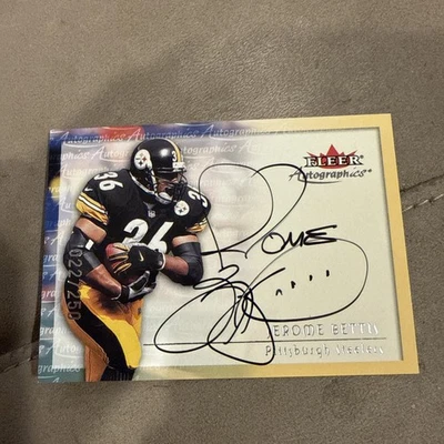 2000 Fleer Autographics /250 Джером Беттис с автографом HOF Steelers - Изображение 1 из 2