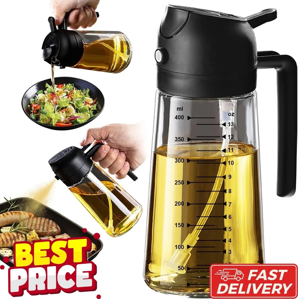 Trendplain 16Oz/470Ml Glass Olive Oil Sprayer for Cooking – 2 in 1 Olive Oil Dis - Image 1 of 4
